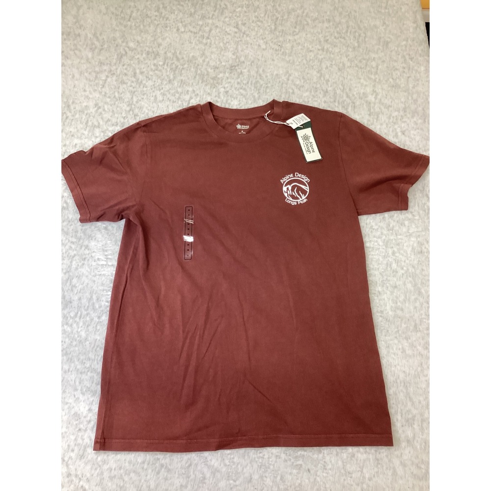 Alpine Design Mens Longs Peak Graphic Tee Dark Auburn Organic Cotton M see pics